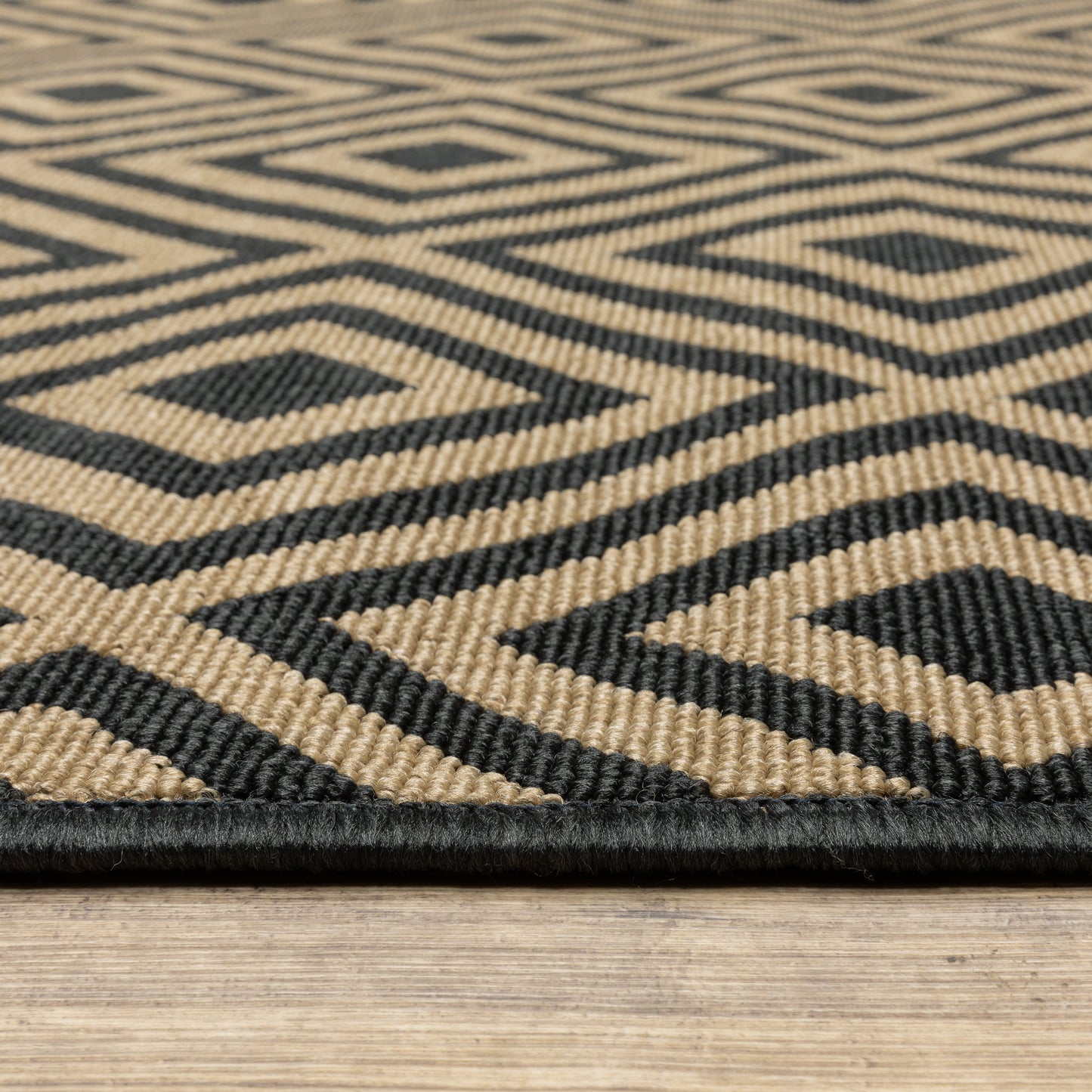 Marina Black Tan Casual Geometric Indoor/Outdoor Rug