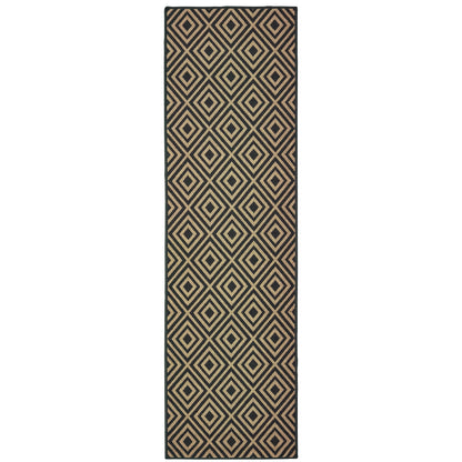 Marina Black Tan Casual Geometric Indoor/Outdoor Rug