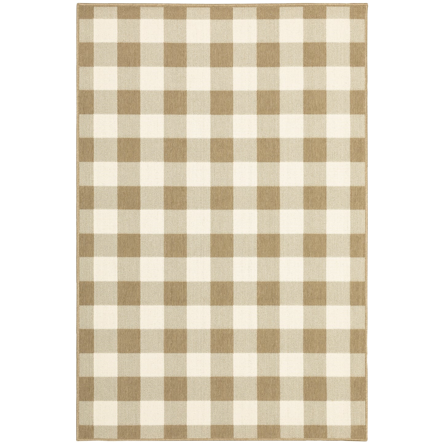 Marina Tan Ivory Farmhouse Geometric Indoor/Outdoor Rug