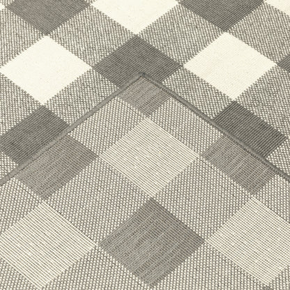 Marina Grey Ivory Farmhouse Geometric Indoor/Outdoor Rug