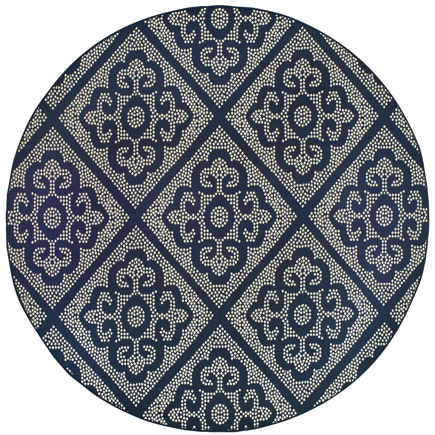 Marina Navy Ivory Moroccan Moroccan Indoor/Outdoor Rug