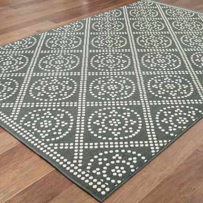 Marina Grey Ivory Scandinavian Geometric Indoor/Outdoor Rug