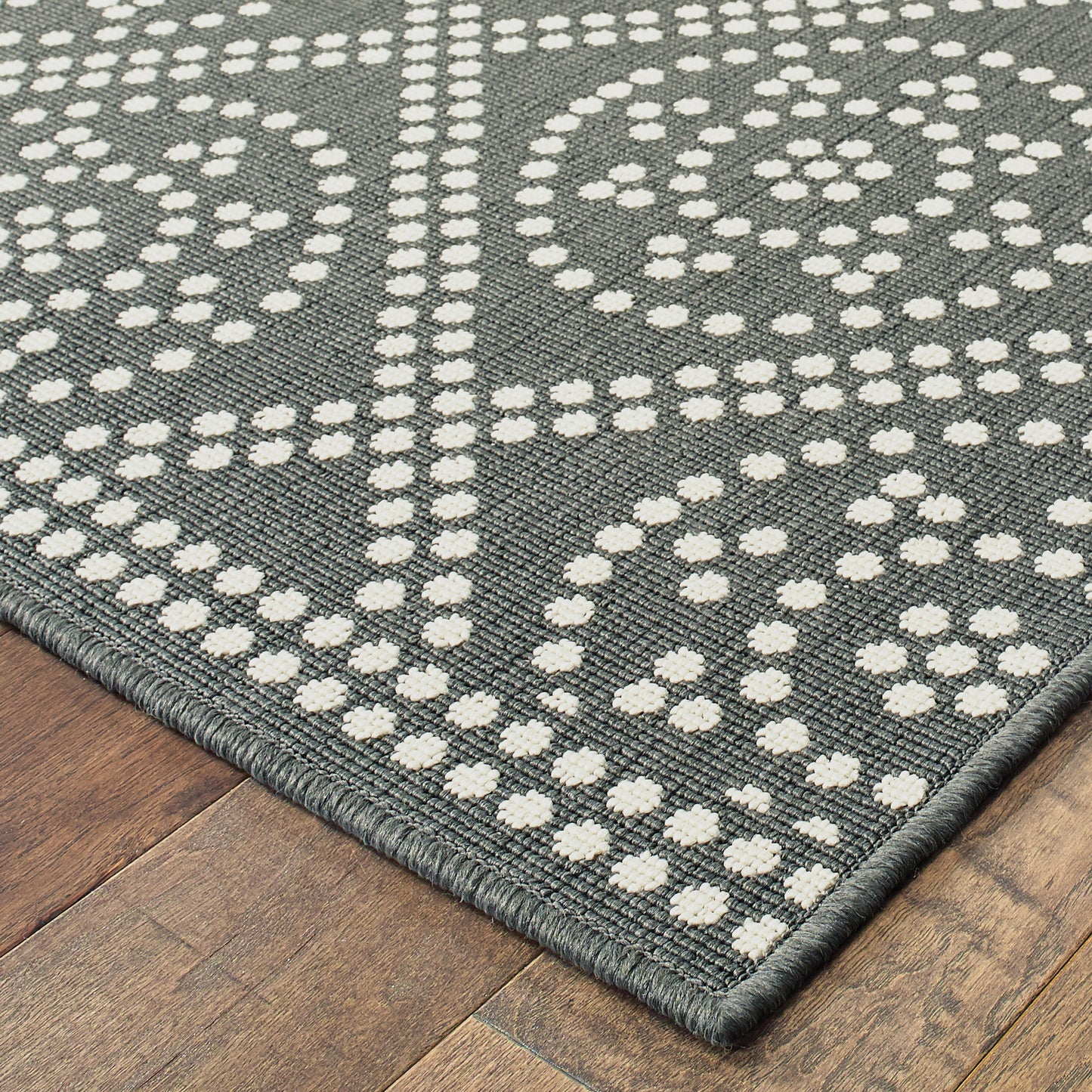 Marina Grey Ivory Scandinavian Geometric Indoor/Outdoor Rug