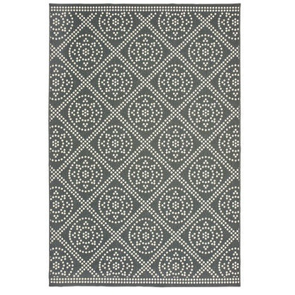 Marina Grey Ivory Scandinavian Geometric Indoor/Outdoor Rug