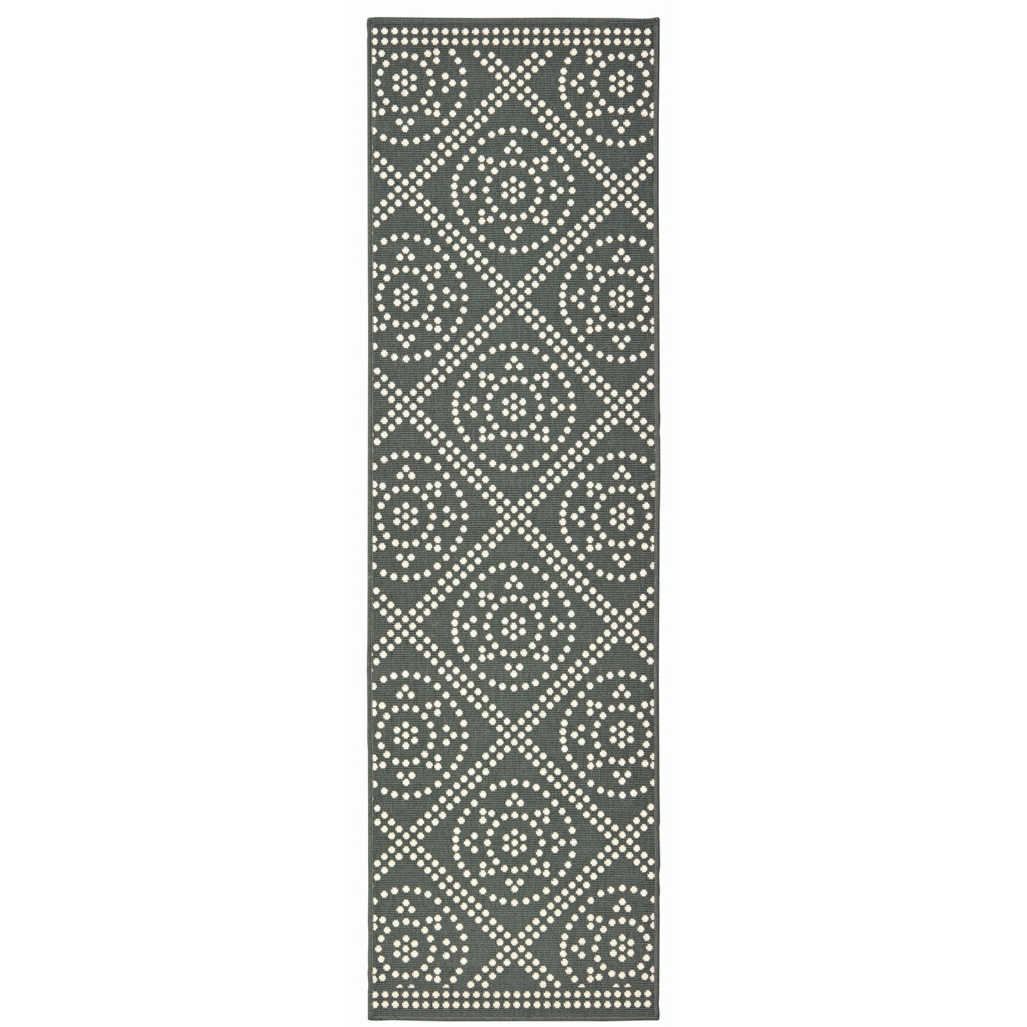 Marina Grey Ivory Scandinavian Geometric Indoor/Outdoor Rug