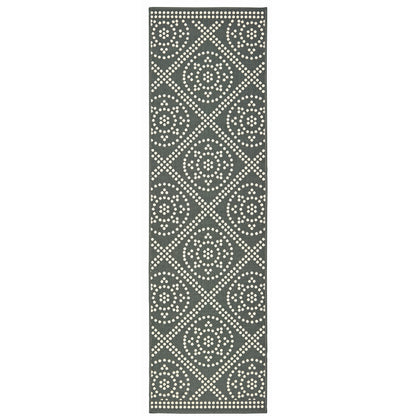 Marina Grey Ivory Scandinavian Geometric Indoor/Outdoor Rug