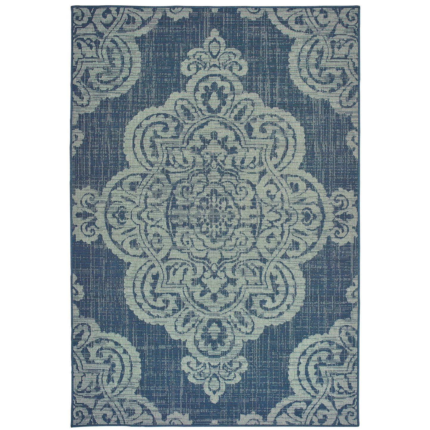 Marina Navy Grey Bohemian Oriental Indoor/Outdoor Rug