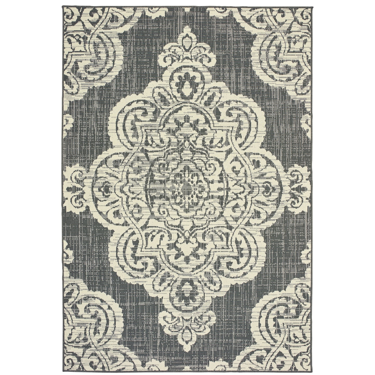 Marina Grey Ivory Bohemian Oriental Indoor/Outdoor Rug