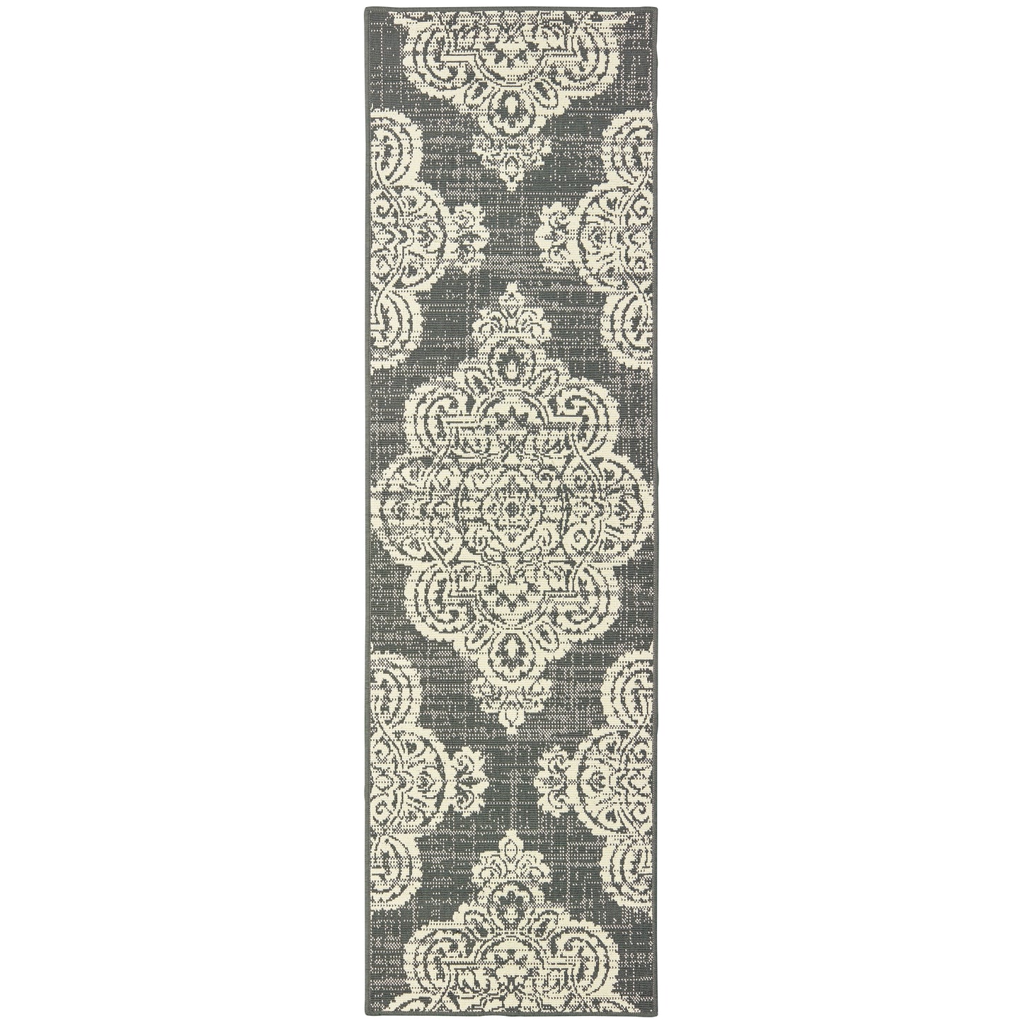 Marina Grey Ivory Bohemian Oriental Indoor/Outdoor Rug