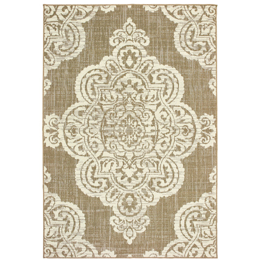 Marina Tan Ivory Bohemian Oriental Indoor/Outdoor Rug