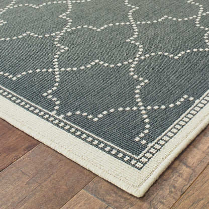 Marina Grey Ivory Moroccan Geometric Indoor/Outdoor Rug