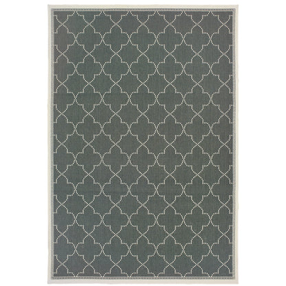 Marina Grey Ivory Moroccan Geometric Indoor/Outdoor Rug