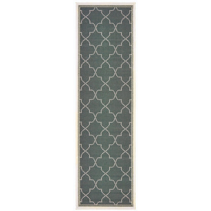 Marina Grey Ivory Moroccan Geometric Indoor/Outdoor Rug