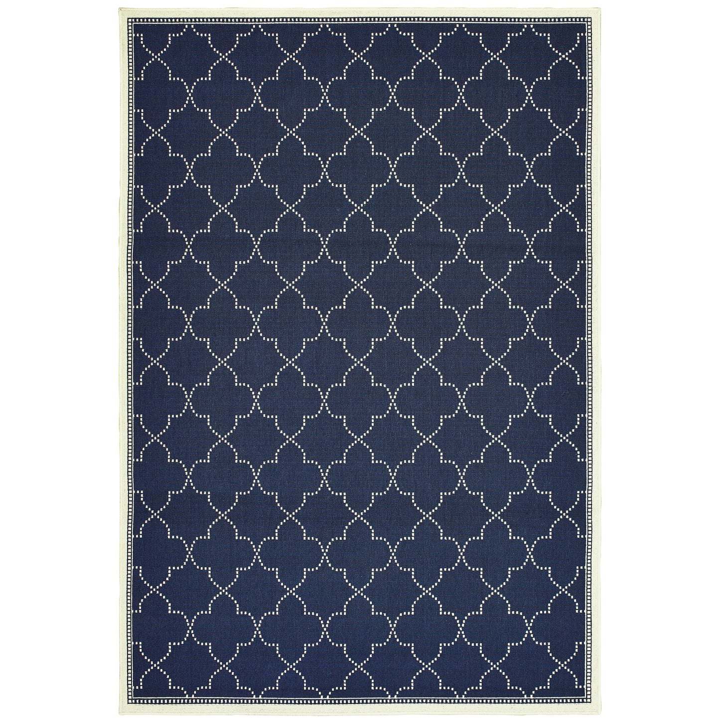 Marina Navy Ivory Moroccan Geometric Indoor/Outdoor Rug