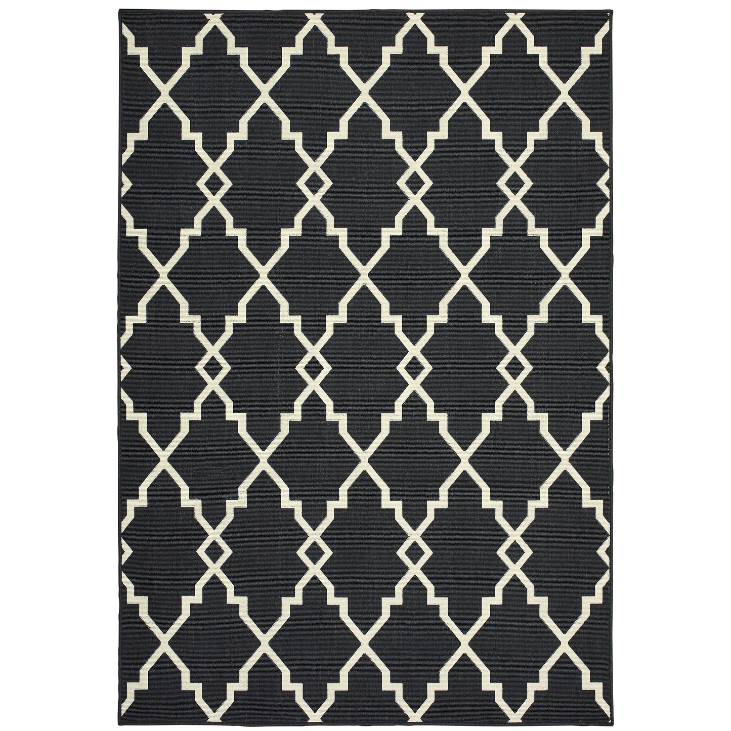 Marina Black Ivory Moroccan Geometric Indoor/Outdoor Rug