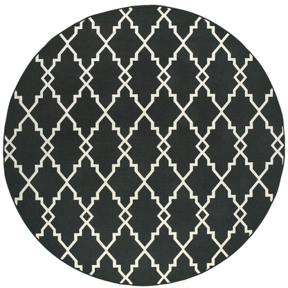 Marina Black Ivory Moroccan Geometric Indoor/Outdoor Rug