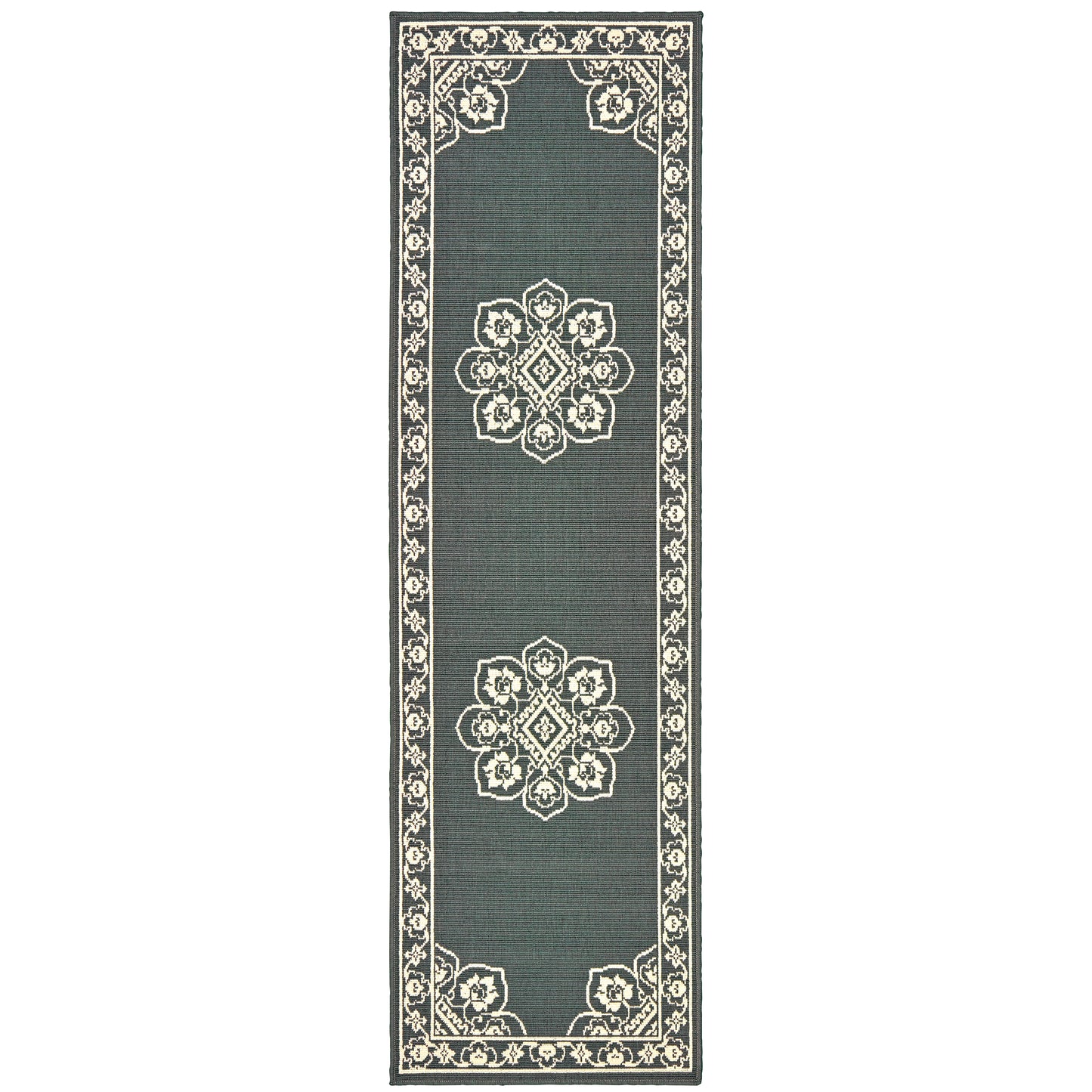 Marina Grey Ivory Traditional Oriental Indoor/Outdoor Rug