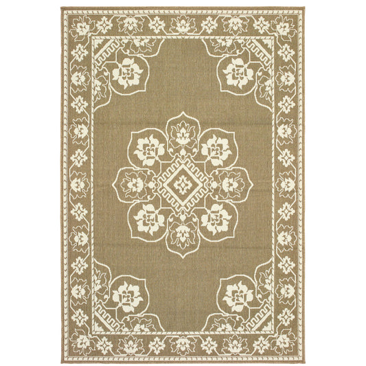 Marina Tan Ivory Traditional Oriental Indoor/Outdoor Rug