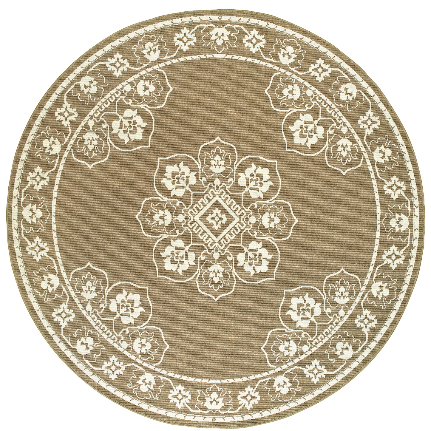 Marina Tan Ivory Traditional Oriental Indoor/Outdoor Rug