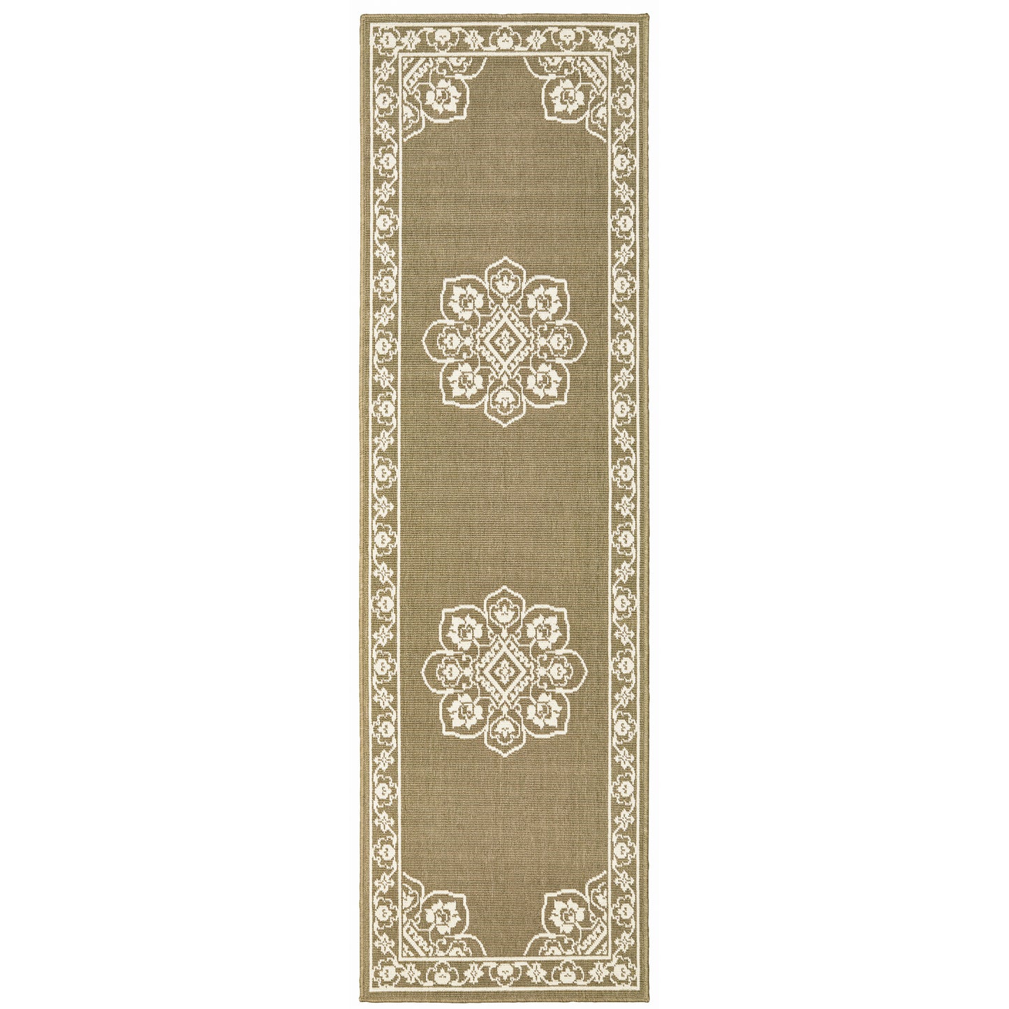 Marina Tan Ivory Traditional Oriental Indoor/Outdoor Rug