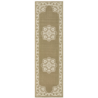 Marina Tan Ivory Traditional Oriental Indoor/Outdoor Rug