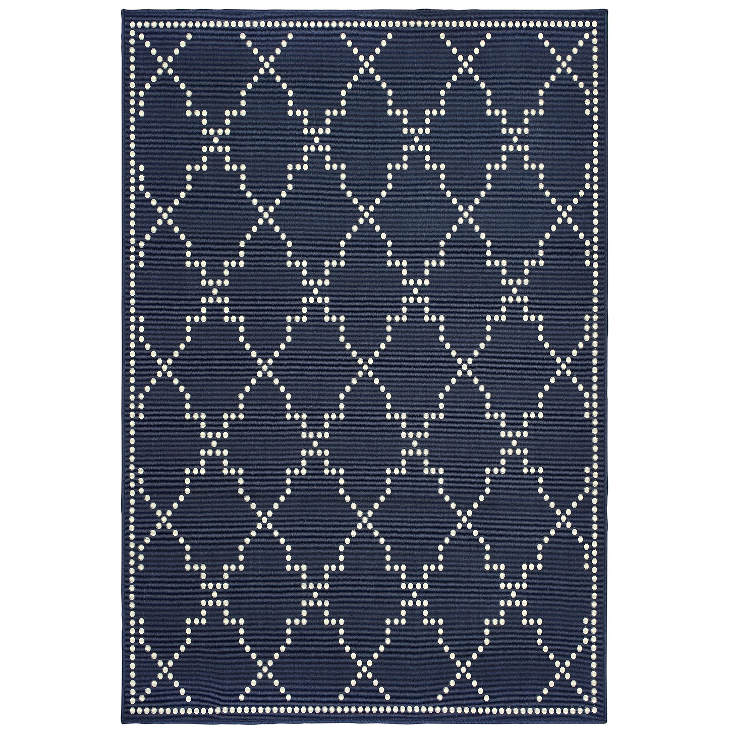 Marina Navy Ivory Moroccan Geometric Indoor/Outdoor Rug