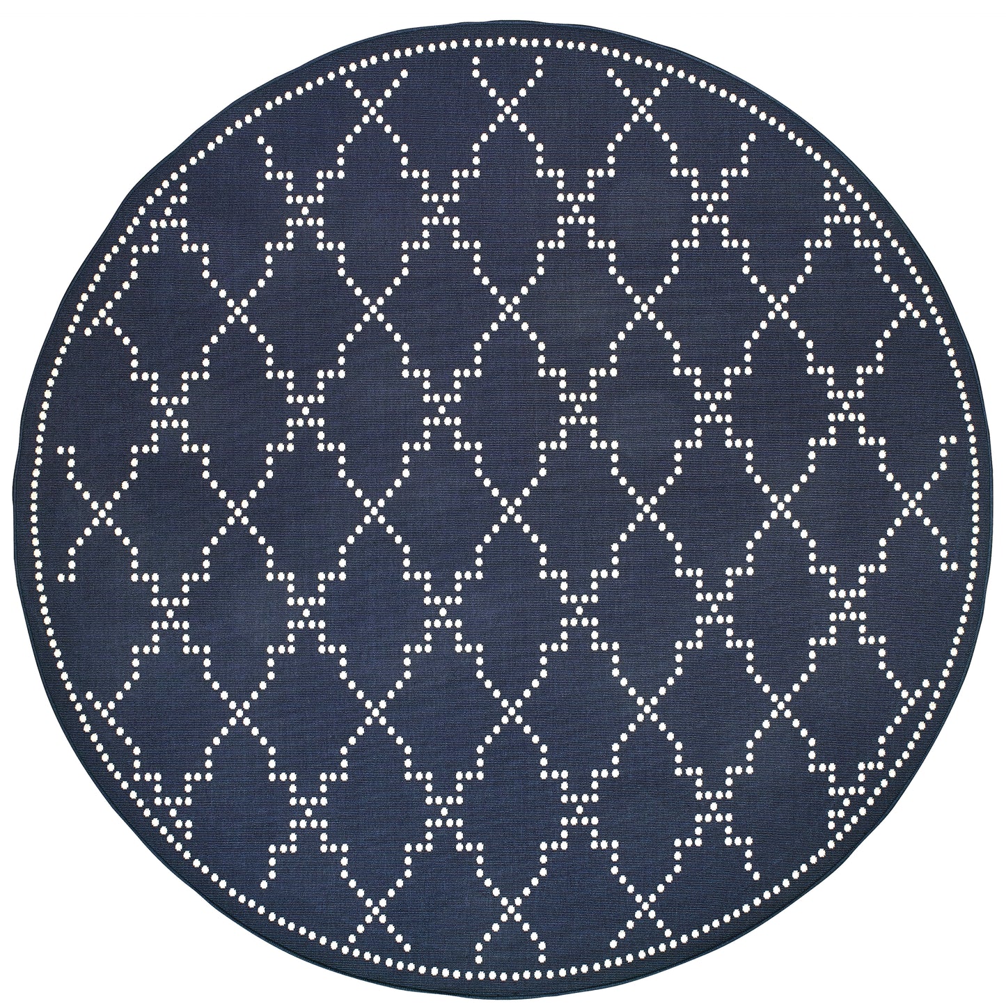 Marina Navy Ivory Moroccan Geometric Indoor/Outdoor Rug