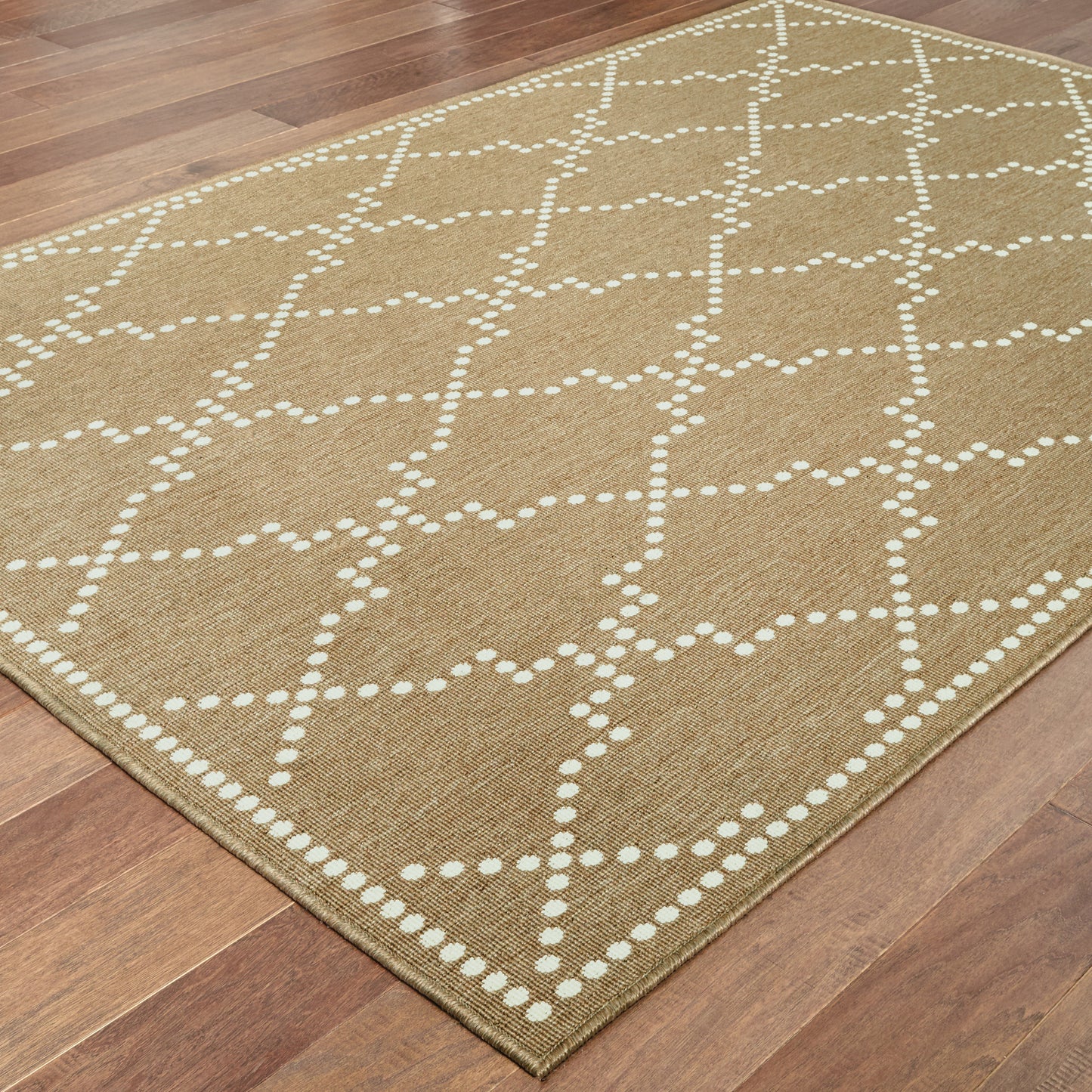 Marina Tan Ivory Moroccan Geometric Indoor/Outdoor Rug