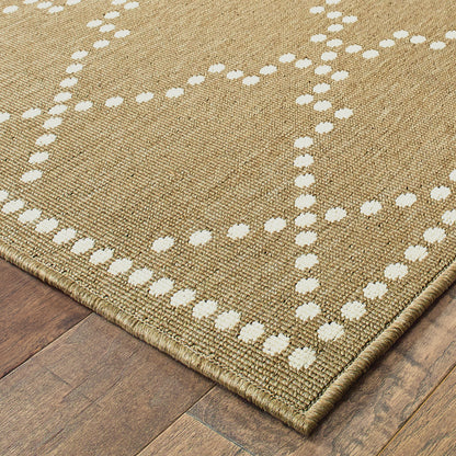 Marina Tan Ivory Moroccan Geometric Indoor/Outdoor Rug