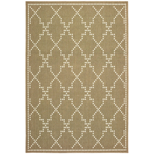 Marina Tan Ivory Moroccan Geometric Indoor/Outdoor Rug