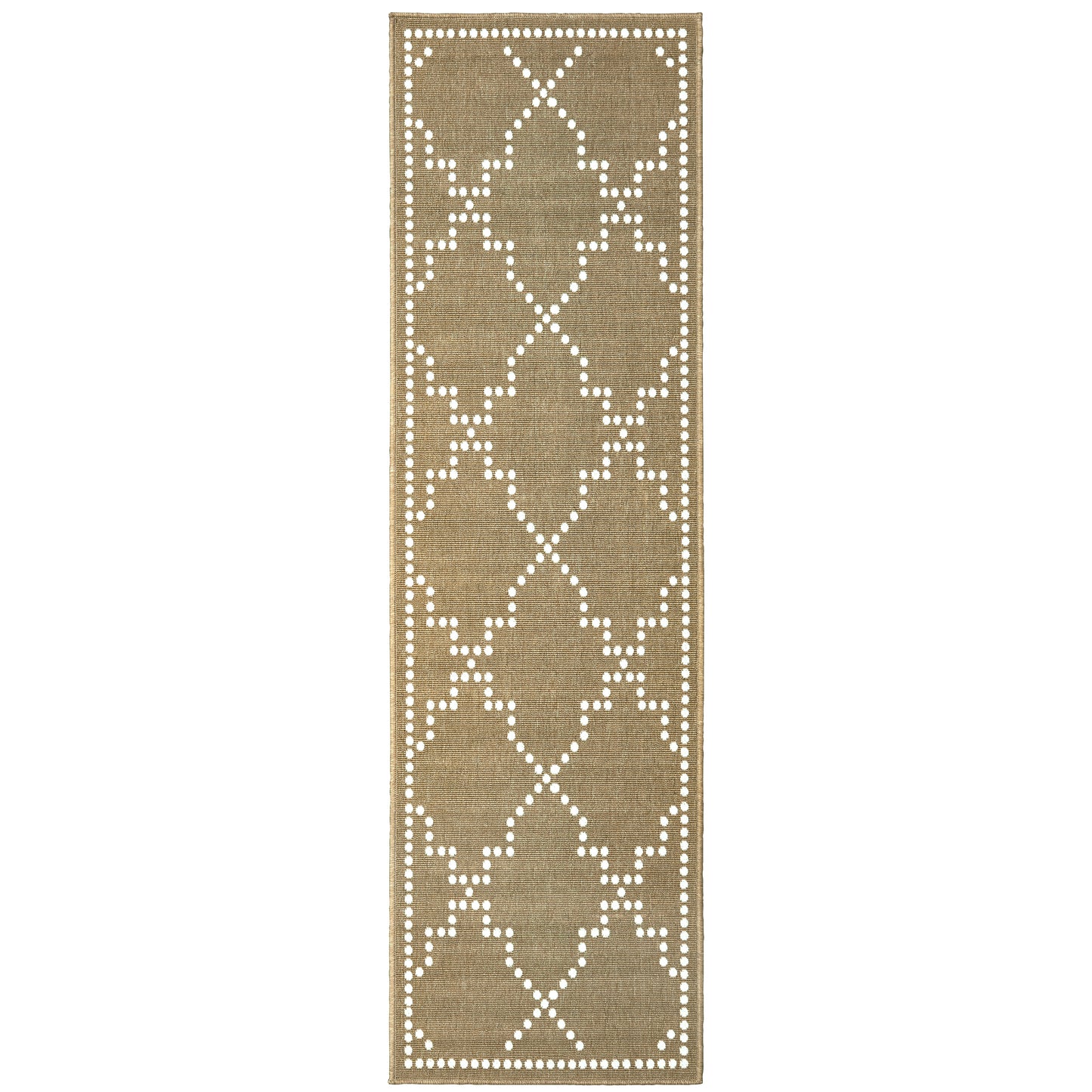 Marina Tan Ivory Moroccan Geometric Indoor/Outdoor Rug