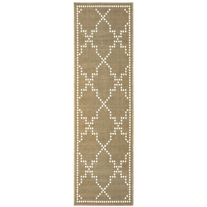 Marina Tan Ivory Moroccan Geometric Indoor/Outdoor Rug