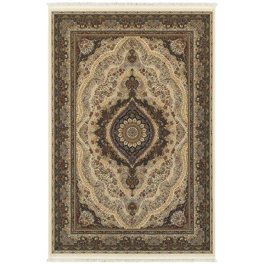 Masterpiece Ivory Multi Traditional Oriental Indoor Rug