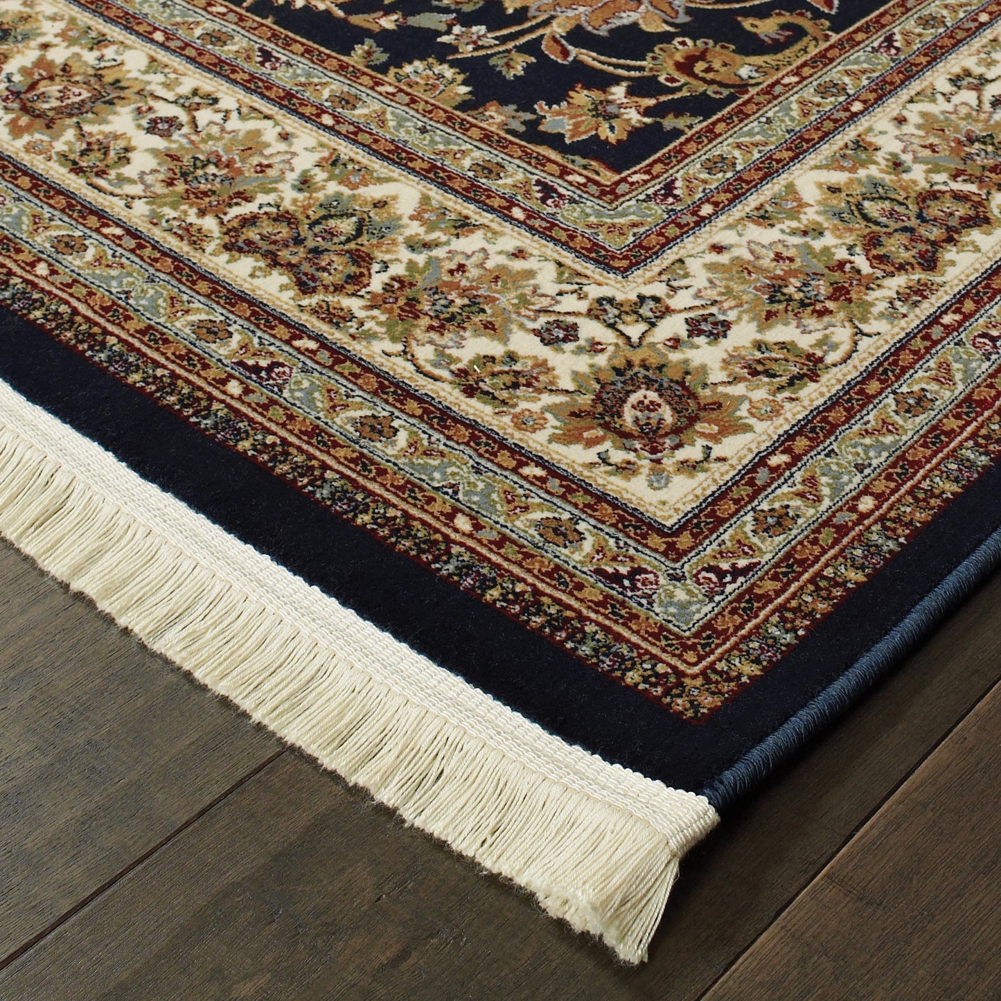 Masterpiece Dark Blue Ivory Traditional Oriental Indoor Rug