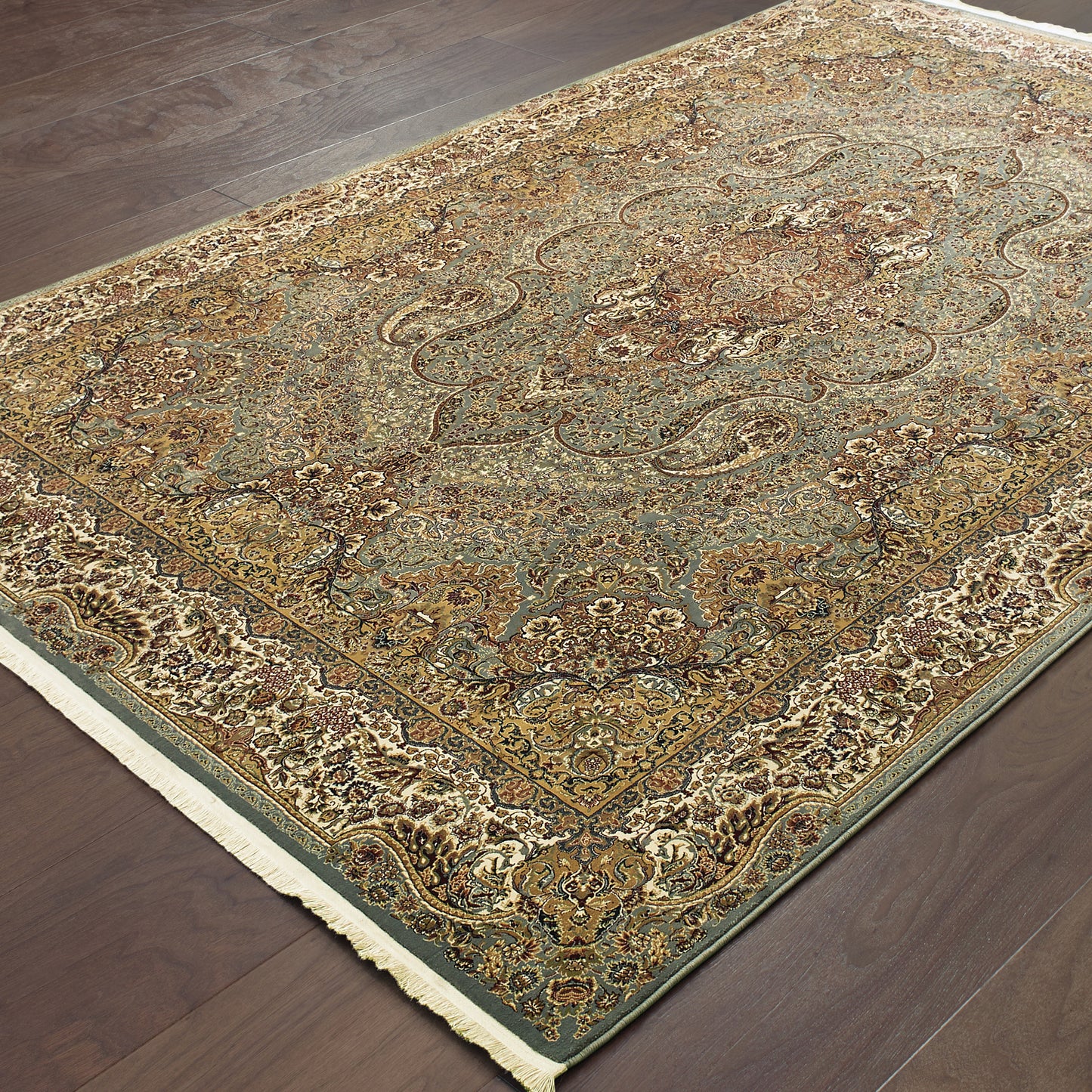 Masterpiece Blue Gold Traditional Oriental Indoor Rug