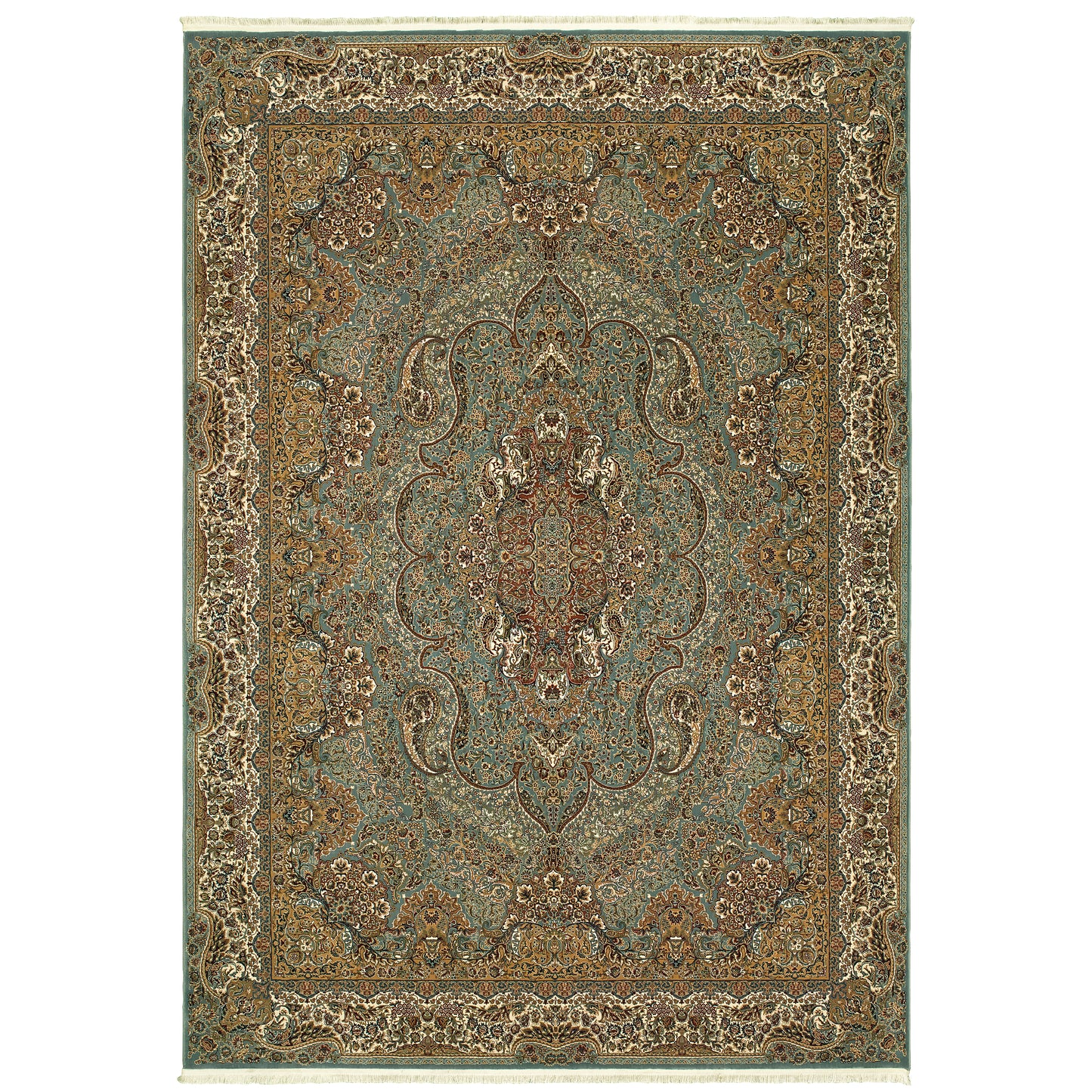 Masterpiece Blue Gold Traditional Oriental Indoor Rug