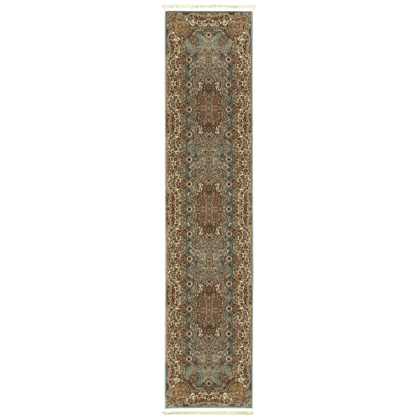 Masterpiece Blue Gold Traditional Oriental Indoor Rug