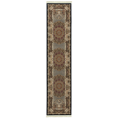 Masterpiece Blue Red Traditional Oriental Indoor Rug