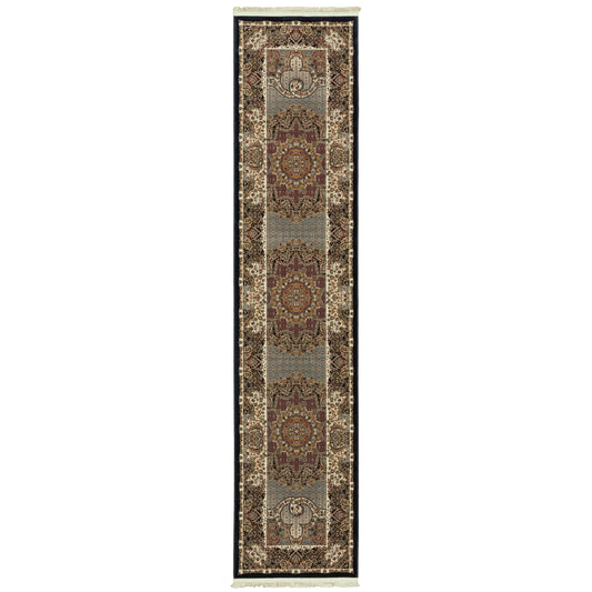 Masterpiece Blue Red Traditional Oriental Indoor Rug