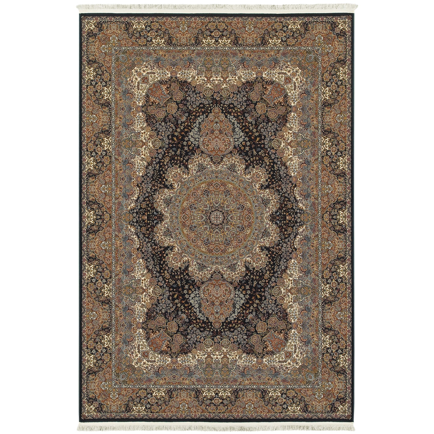 Masterpiece Dark Blue Multi Traditional Oriental Indoor Rug