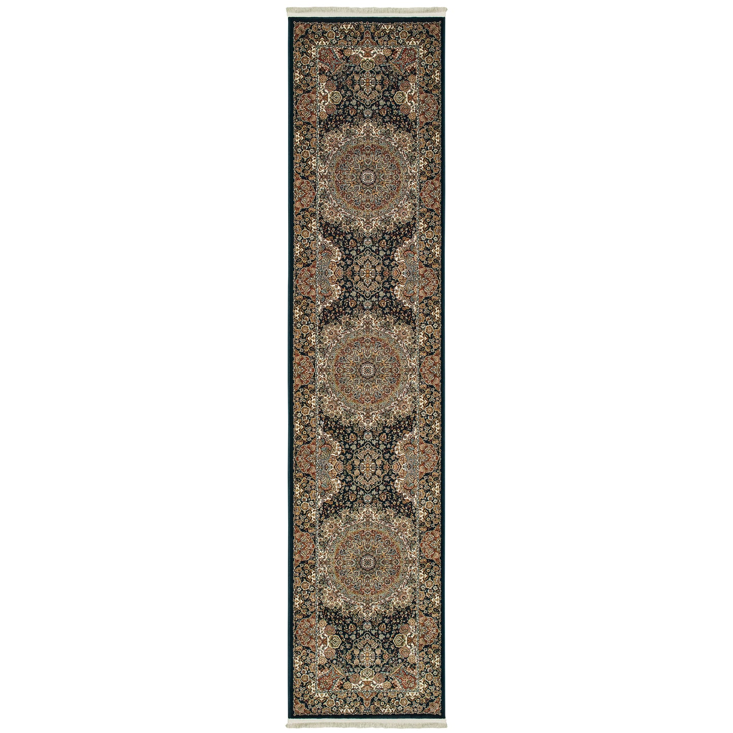 Masterpiece Dark Blue Multi Traditional Oriental Indoor Rug