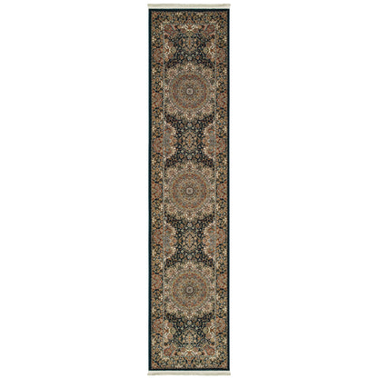 Masterpiece Dark Blue Multi Traditional Oriental Indoor Rug