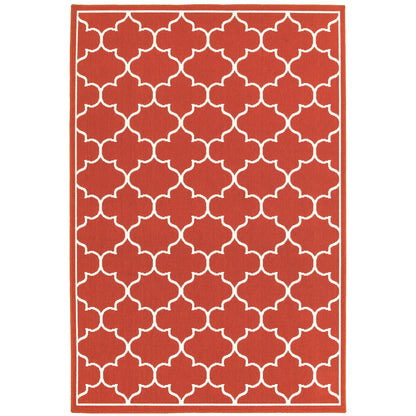 Meridian Red Ivory Moroccan Trellis Indoor/Outdoor Rug