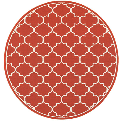 Meridian Red Ivory Moroccan Trellis Indoor/Outdoor Rug