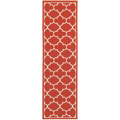 Meridian Red Ivory Moroccan Trellis Indoor/Outdoor Rug