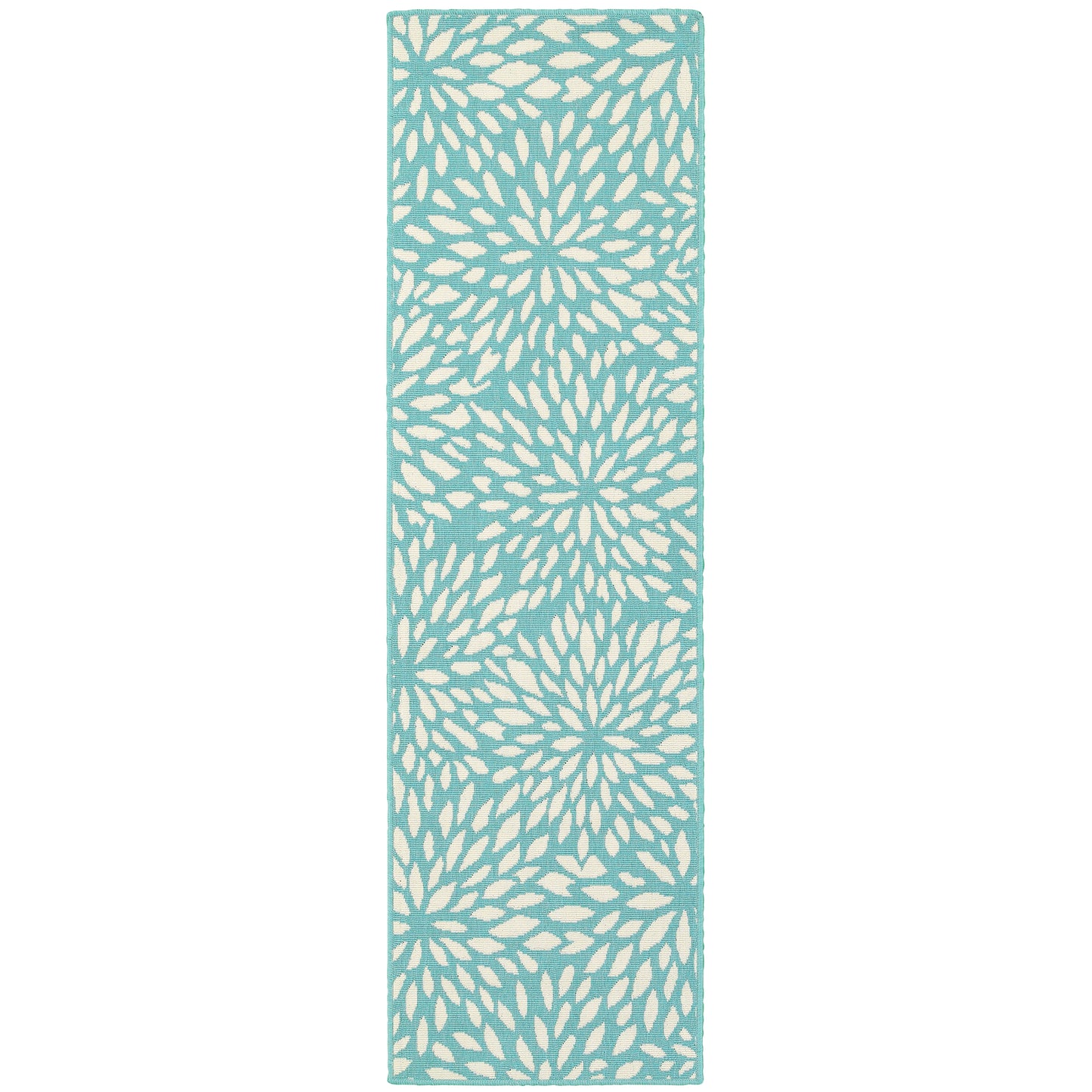 Meridian Blue Ivory Modern & Contemporary Floral Indoor/Outdoor Rug