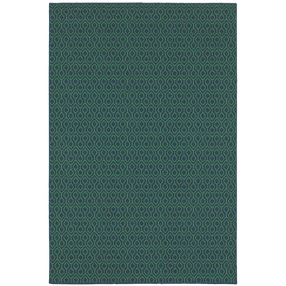 Meridian Navy Green Transitional Geometric Indoor/Outdoor Rug