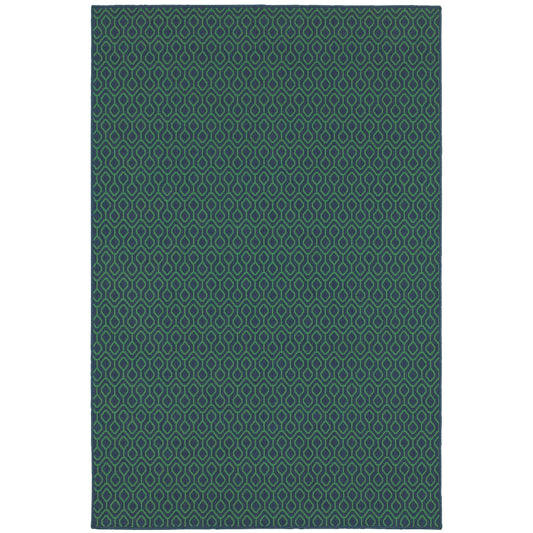 Meridian Navy Green Transitional Geometric Indoor/Outdoor Rug