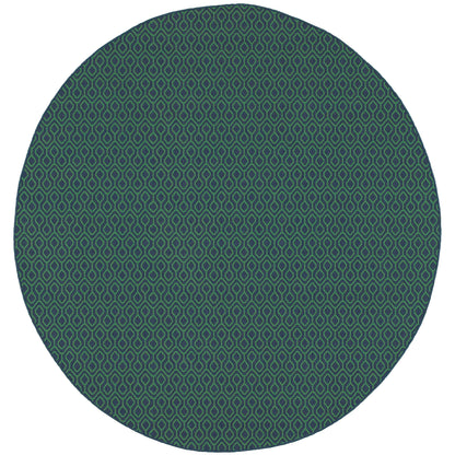 Meridian Navy Green Transitional Geometric Indoor/Outdoor Rug