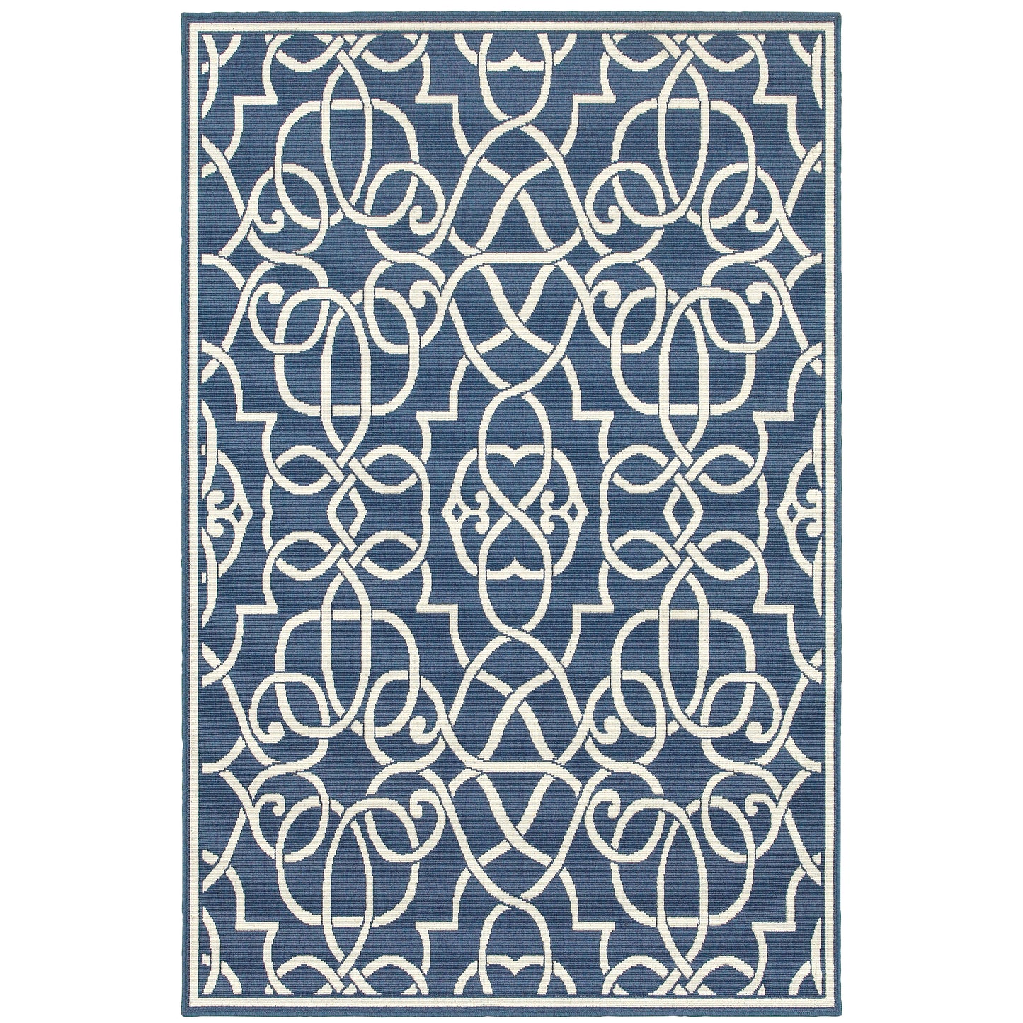 Meridian Navy Ivory Moroccan Trellis Indoor/Outdoor Rug